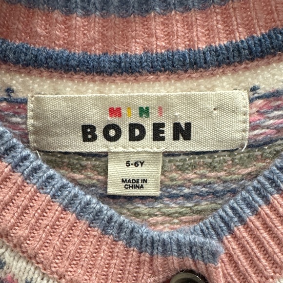 Mini Boden Pink and Cream Floral Cardigan - Picture 2 of 3